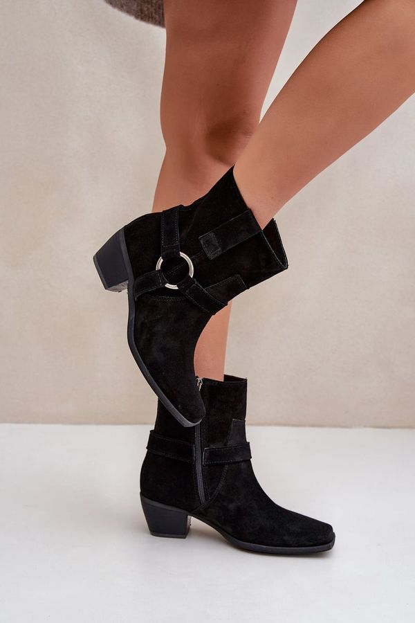 Zazoo Suede Ankle Boots With Heel Black Zazoo