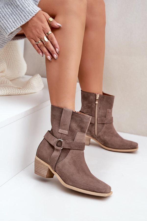 Zazoo Suede Ankle Boots With Heel Brown Zazoo