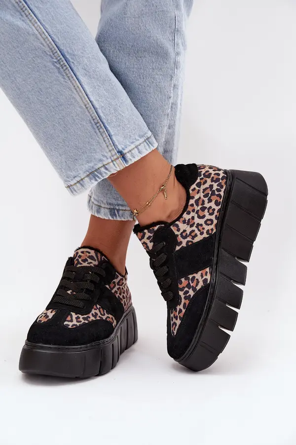 VINCEZA Suede Insulated Sneakers for Women on a Thick Platform Vinceza