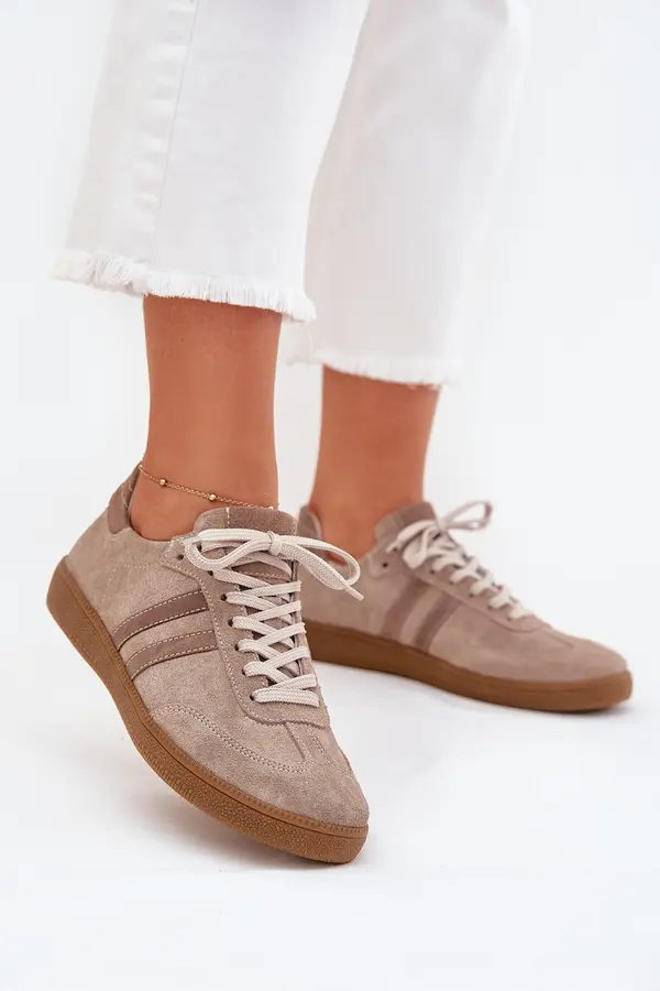 Zazoo Suede Low Sneakers Women Dark Beige Zazoo N1068