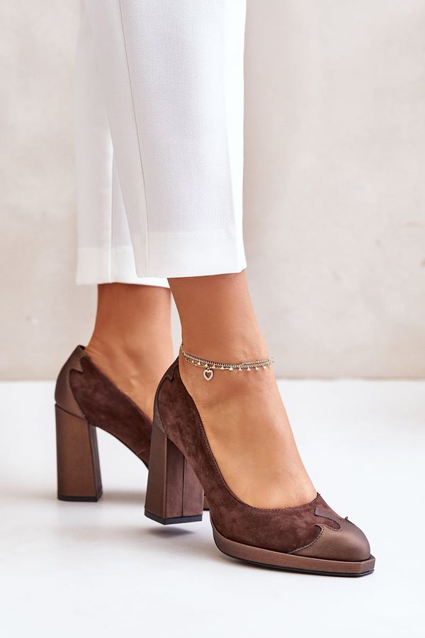 Laura Messi Suede Pumps On Heel Brown Laura Messi 2702