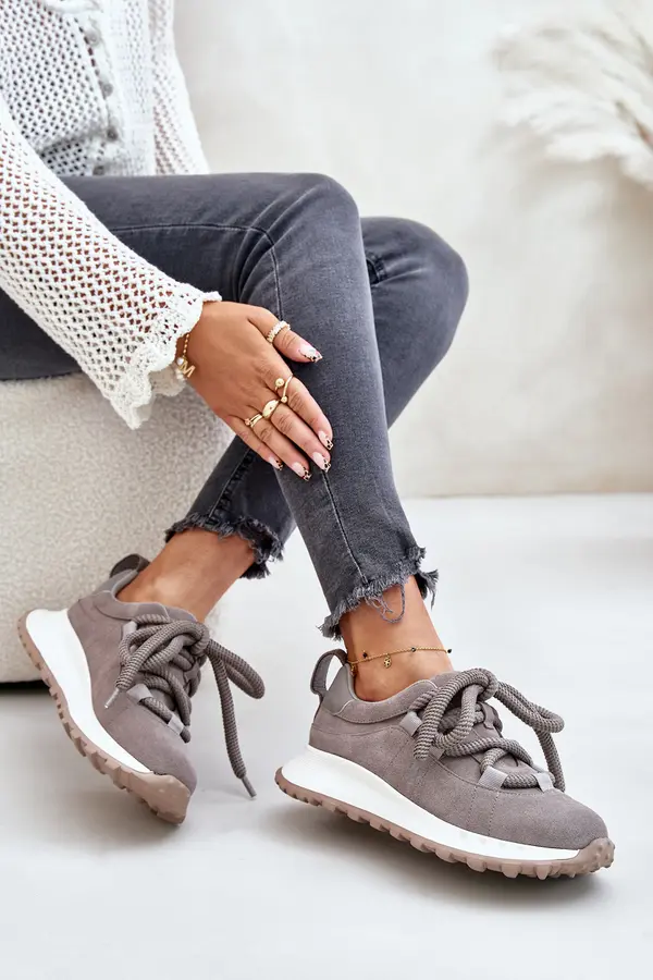 ARTIKER Suede women's sneakers with chunky lacing Artiker grey