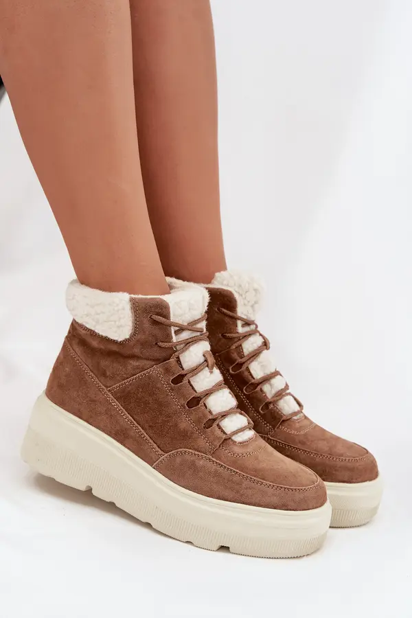 VINCEZA Suede Women's Snow Boots with Fur on Platform Vinceza