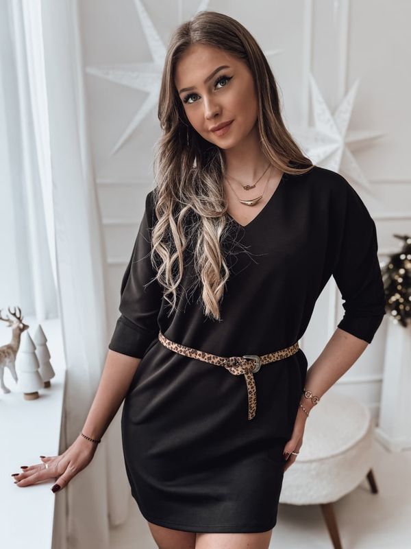 DStreet Sukienka one size GLAMUP z paskiem czarna Dstreet