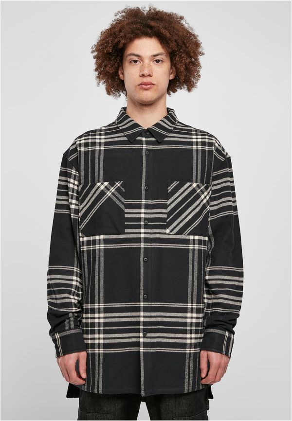 UC Men Summit Long Oversized Plaid Shirt Black