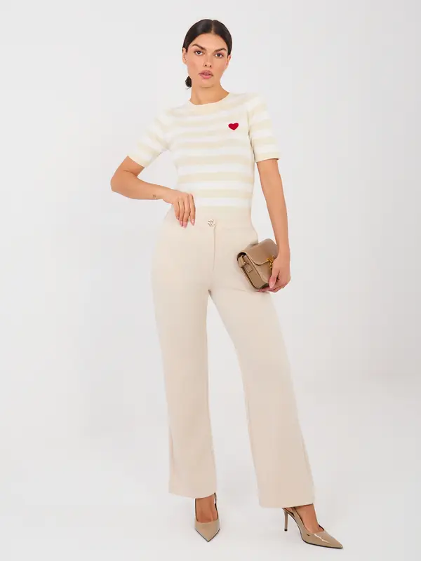 RUE PARIS Svetlo bež hlače iz mehkega materiala