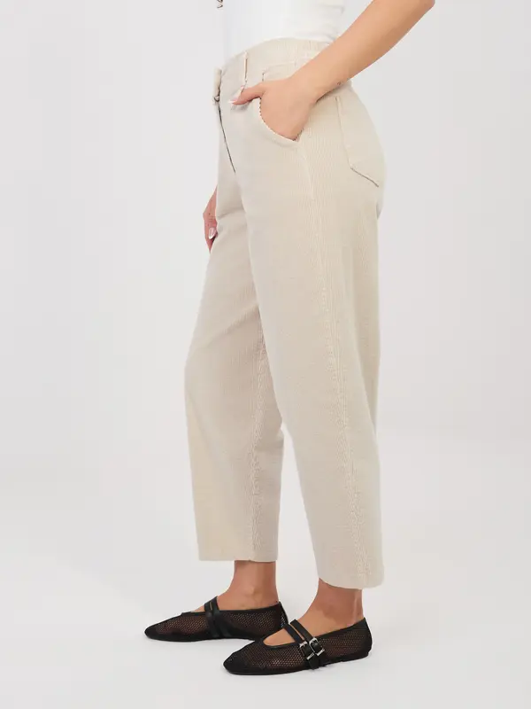 RUE PARIS Svetlo bež hlače z čepki RUE PARIS