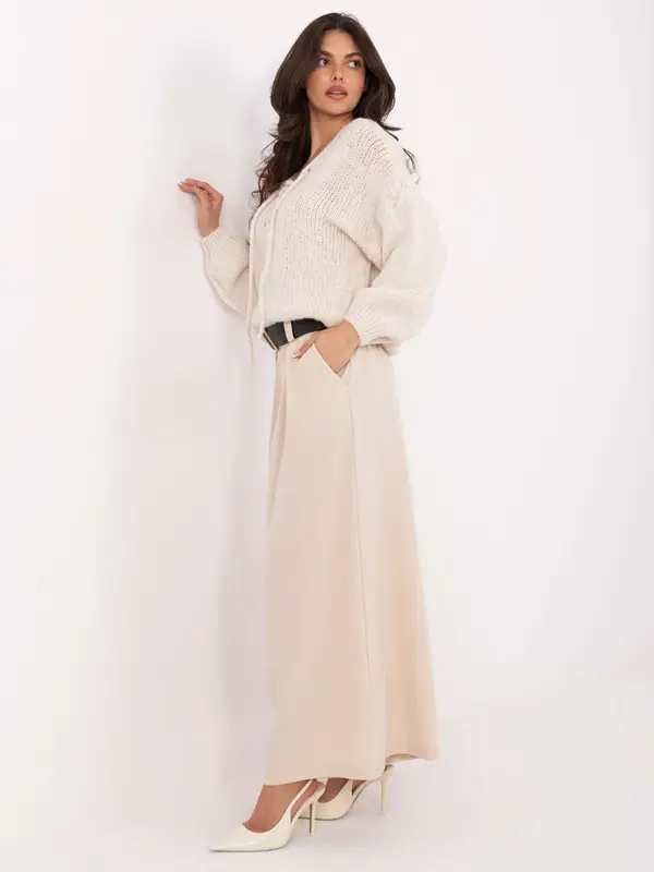 MODA ITALY Svetlo bež hlače z visokim pasom