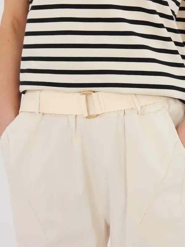 Italy Moda Svetlo bež hlače z visokim pasom