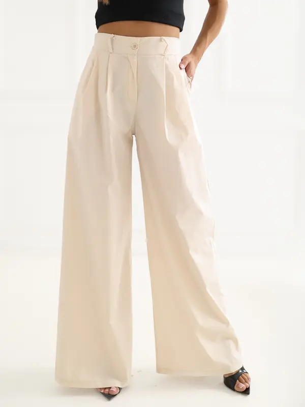 RUE PARIS Svetlo bež palazzo hlače