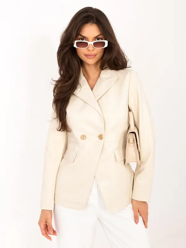 Italy Moda Svetlo bež usnjen blazer