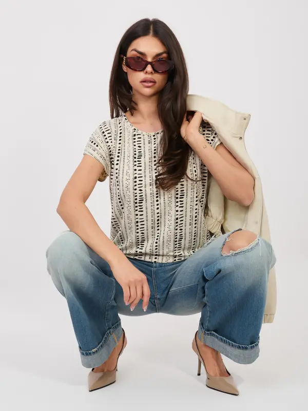 Sublevel Svetlo bež vzorčasta bluza