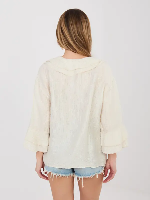 Italy Moda Svetlo bež ženska boho majica