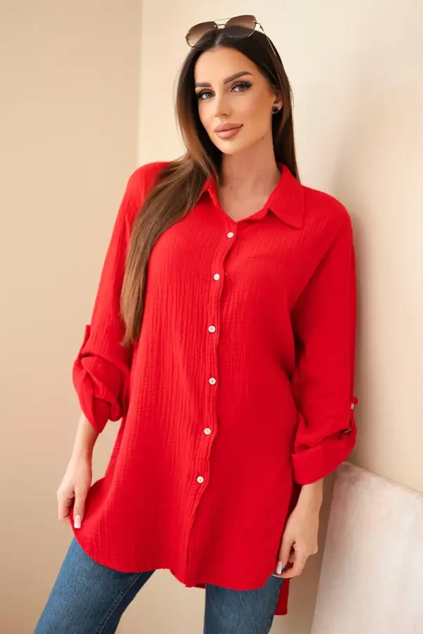 Kesi Włoski Svetlo bordo srajca velike velikosti Kesi Włoski iz muslina