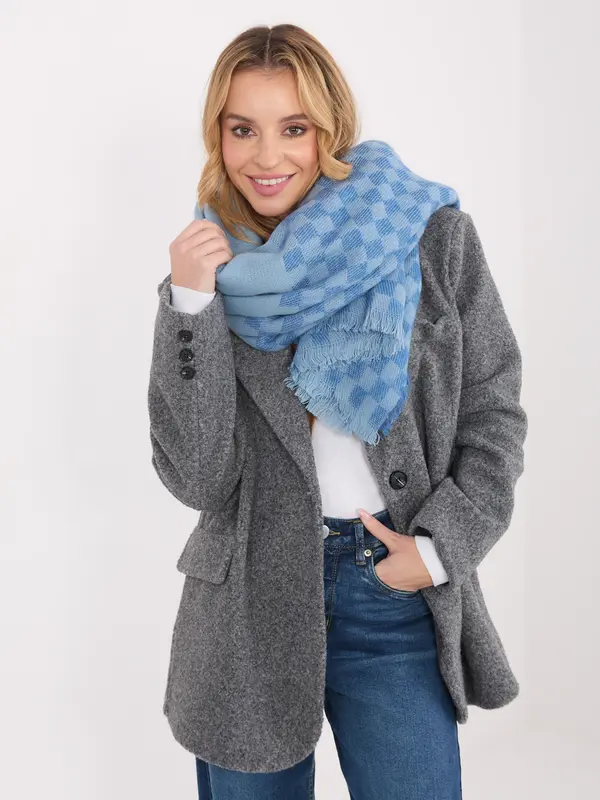 Factory Price Svetlo moder šal s karo vzorcem