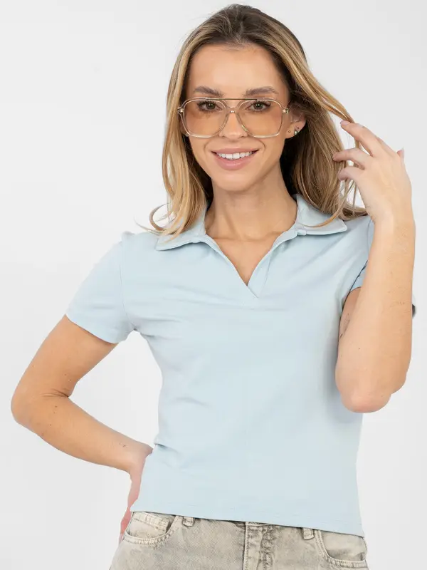 Factory Price Svetlo modra bluza s kratkimi rokavi