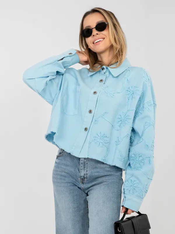 RUE PARIS Svetlo modra jeans jakna z vezenjem