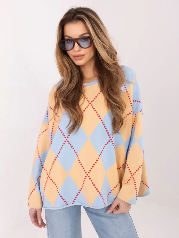 Factory Price Svetlo modra prevelika bluza s potiskom