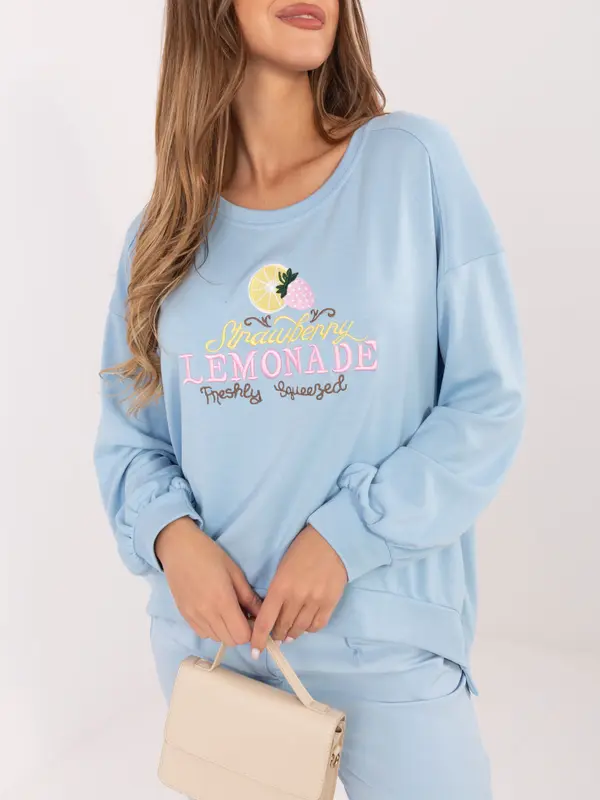 RUE PARIS Svetlo modra ženska jopa s sadnim vzorcem