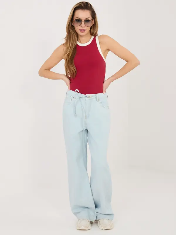 Sublevel Svetlo modre široke kavbojke z vezalkami