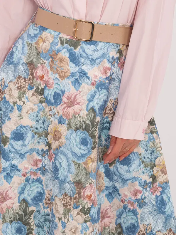 RUE PARIS Svetlo modro dolgo krilo s potiskom