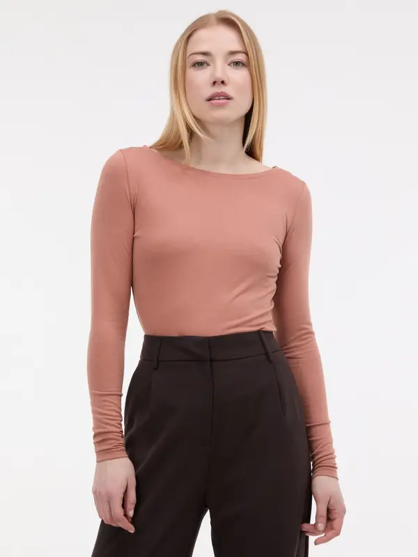 Orsay Svetlo rjava ženska majica z dolgimi rokavi ORSAY