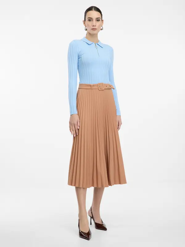 Orsay Svetlo rjavo plisirano midi krilo