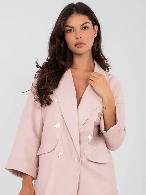 RUE PARIS Svetlo roza blazer z gumbi