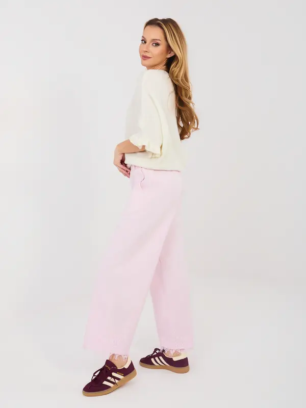 RUE PARIS Svetlo roza hlače z elastičnim pasom