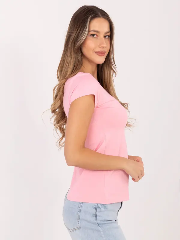 RUE PARIS Svetlo roza osnovna bluza s kratkimi rokavi
