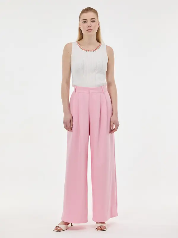 Orsay Svetlo roza široke ženske hlače ORSAY