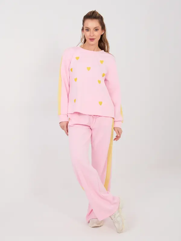 RUE PARIS Svetlo roza trenirke s črtami