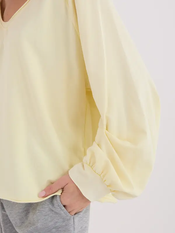 Factory Price Svetlo rumena bluza z dolgimi rokavi