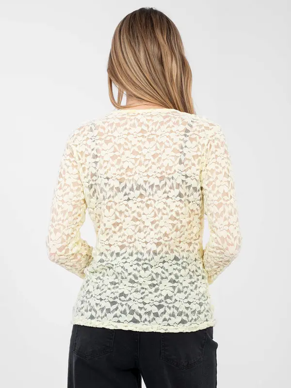 RUE PARIS Svetlo rumena čipkasta bluza