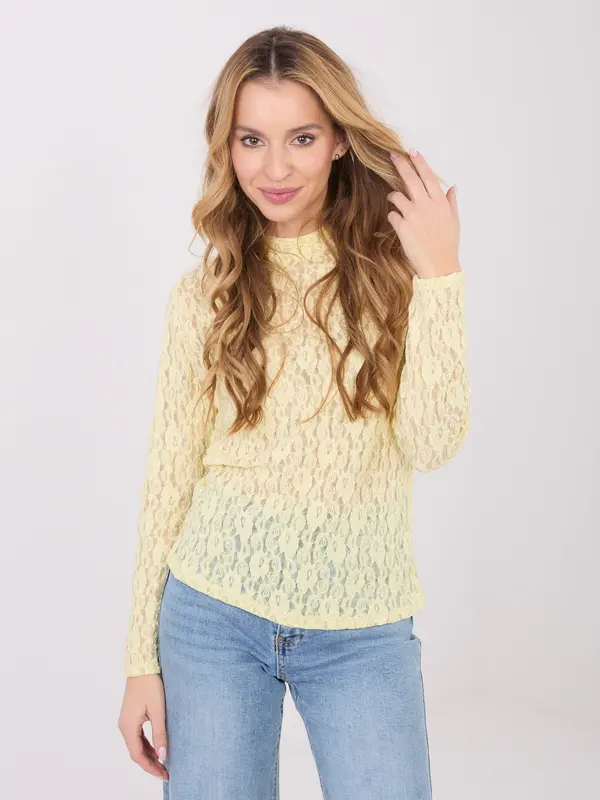 Italy Moda Svetlo rumena čipkasta bluza