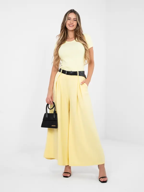 RUE PARIS Svetlo rumene džersi hlače palazzo