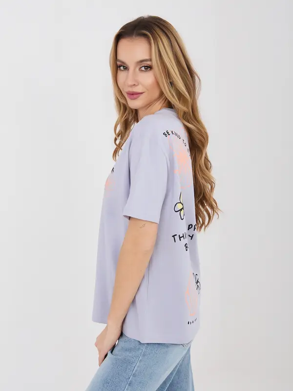 Sublevel Svetlo vijolična majica s tropskim motivom