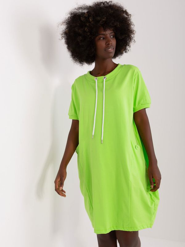 Fashionhunters Svetlo zelena osnovna obleka s kratkimi rokavi