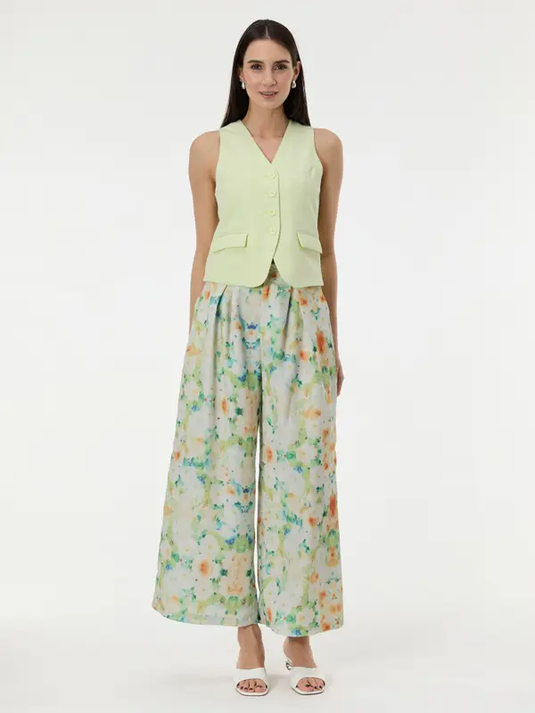 Orsay Svetlo zelene ženske vzorčaste hlače ORSAY