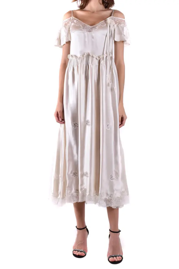 Twinset Svilena obleka Twinset s kratkimi rokavi