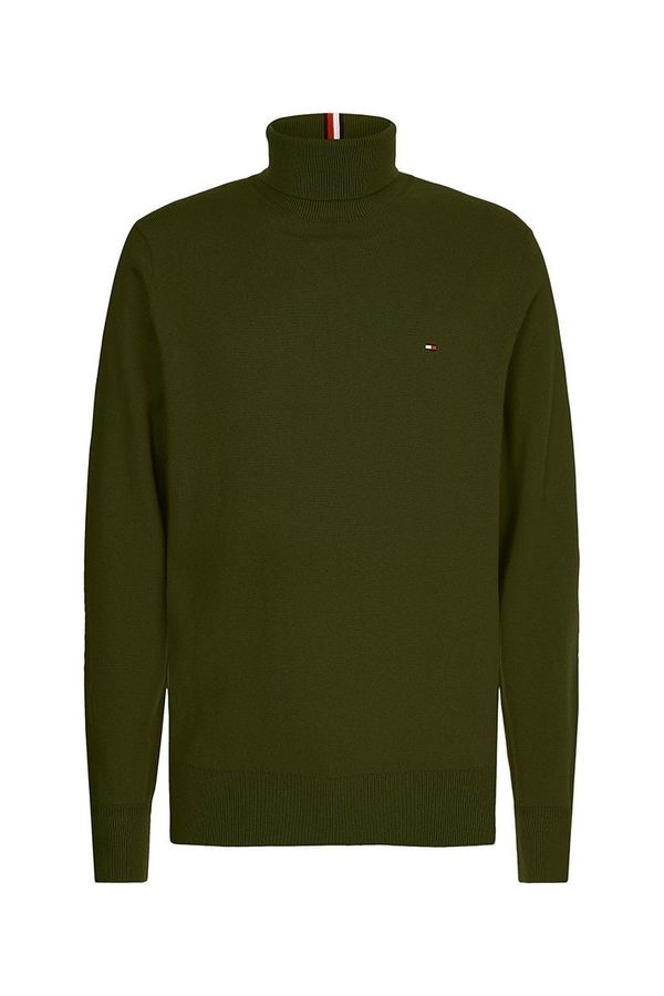 Tommy Hilfiger Sweater - Tommy Hilfiger PIMA COTTON CASHMERE ROLL NECK green