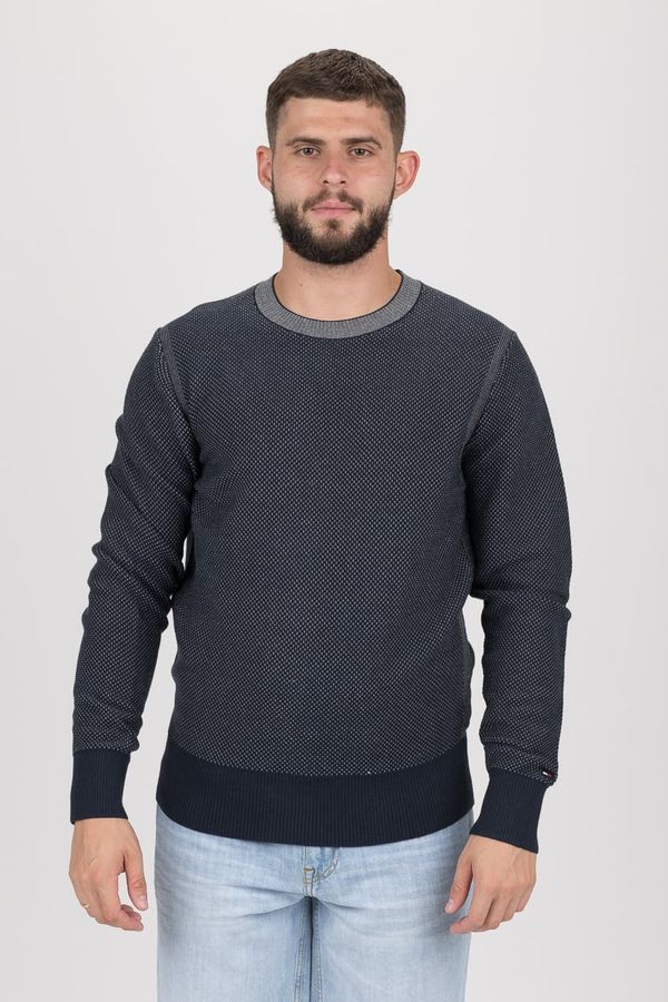 Tommy Hilfiger Sweater - TOMMY HILFIGER TWO COLOR STRUCTURED SWEATER dark blue-grey