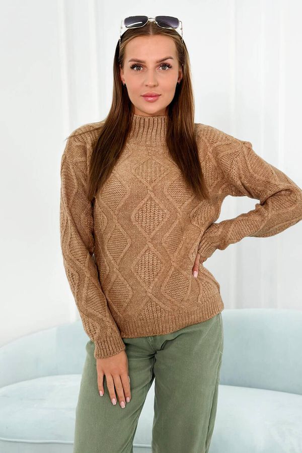 Kesi Sweater with decorative fabric Camel