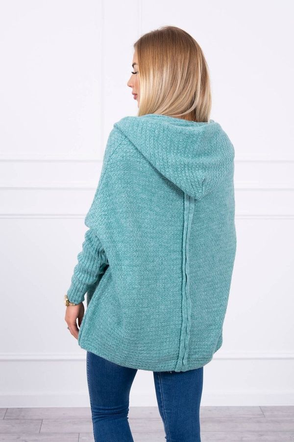 Kesi Sweater with hood and bat sleeve dark mint