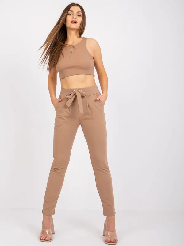 RUE PARIS Sweatpants-RV-DR-7459.01X-light brown