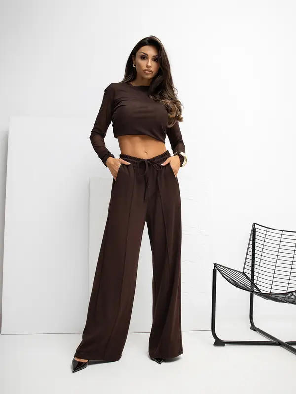 RUE PARIS Sweatpants-RV-DR-A1061.80-dark brown