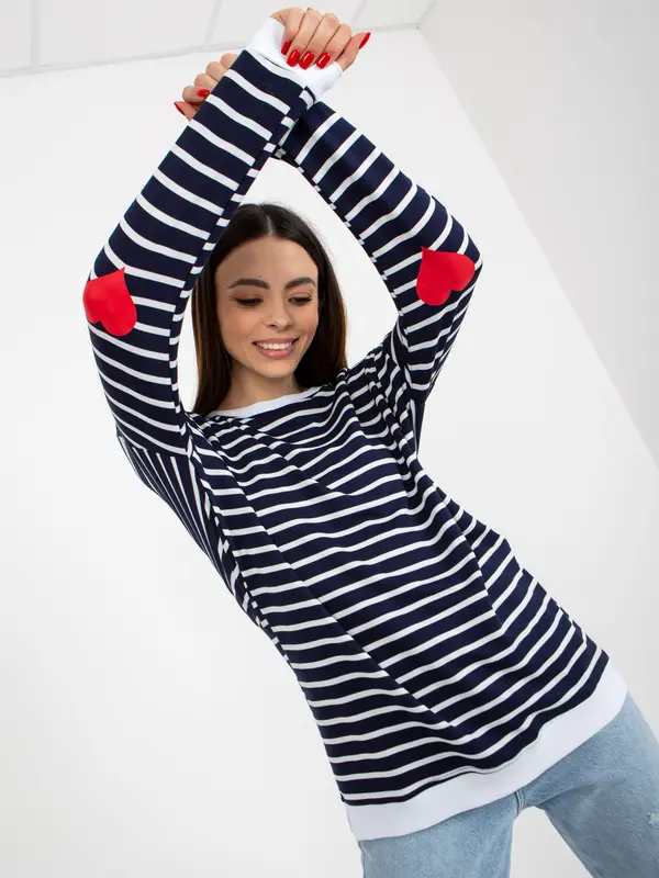 RUE PARIS Sweatshirt-LO-BL-LK-236.27X-white-navy blue