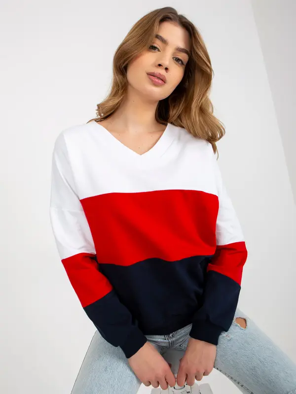 RUE PARIS Sweatshirt-RV-BL-8328.86P-white-navy blue