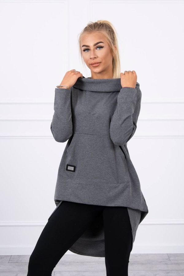 Kesi Sweatshirt with a long back and a graphite hood