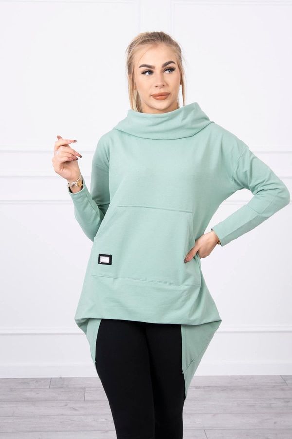 Kesi Sweatshirt with a long back and a hood in dark mint